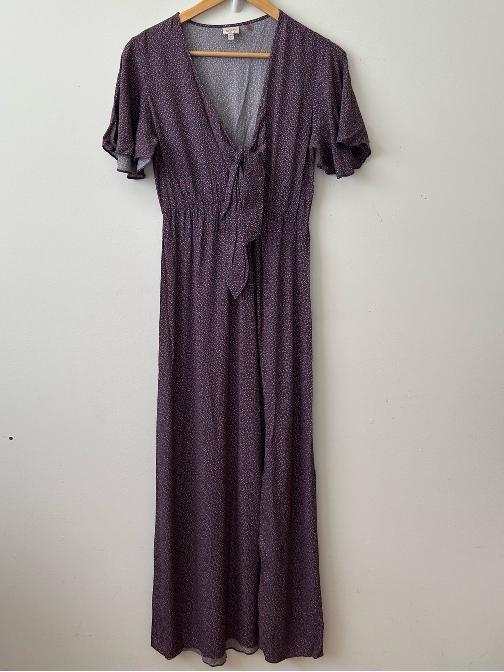 Charli Svea Knot Front Maxi Dress Women's 4 Taupe Purple Crepe